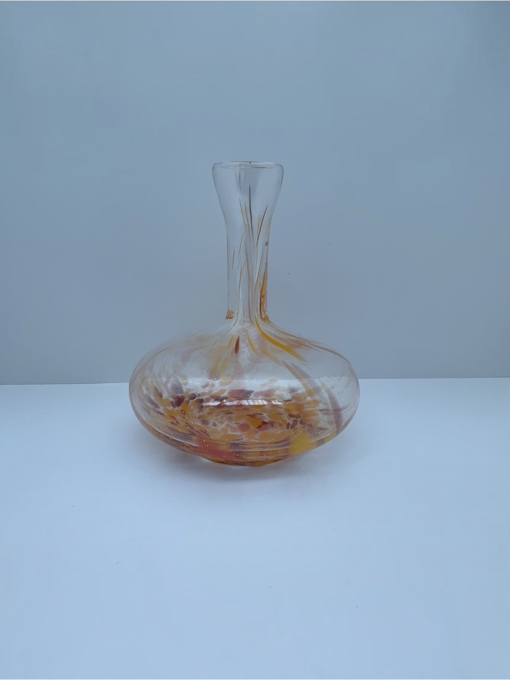 Vintage Hand Blown Art Glass Vase Wine Decanter , Confetti Swirl - Picture 2 of 4